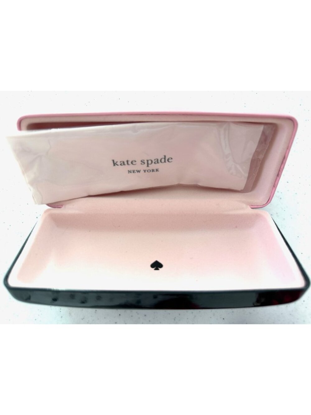 Kate Spade Pink & Green Clamshell Eyeglass Case with cloth